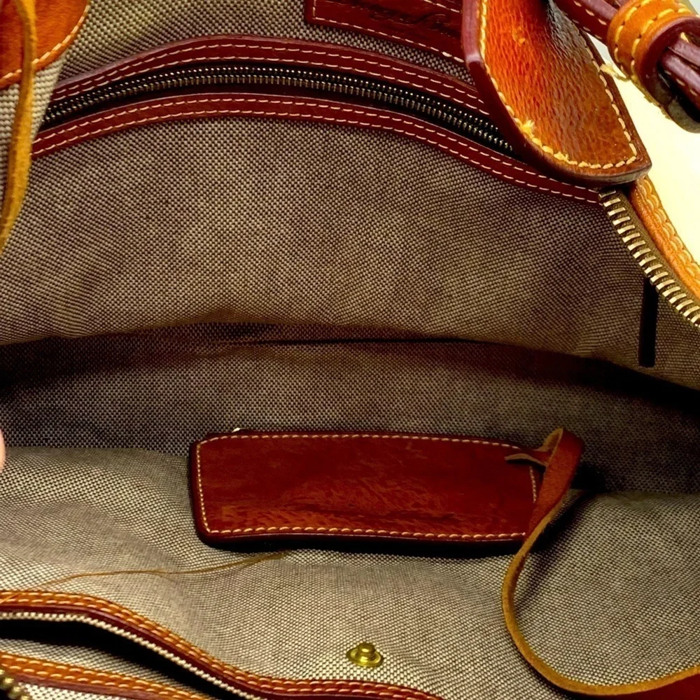 DOONEY And BOURKE genuine florentine vacchetta white leather satchel bag - Picture 2 of 16